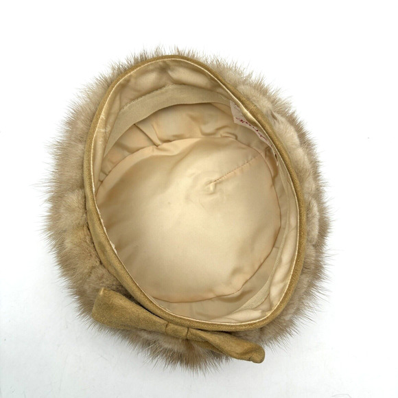 Vintage 60s Betmar Brown Genuine Fur Suede Bow Pillbox Hat USA Union Made main image 11